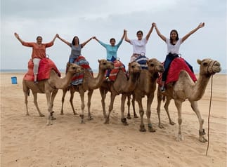Camel ride on Tangier beach – part of our all-inclusive day trip from Spain.